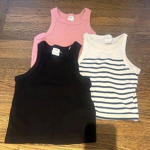 Zara Kids Tank Top Trio - Pink, Black, and Striped